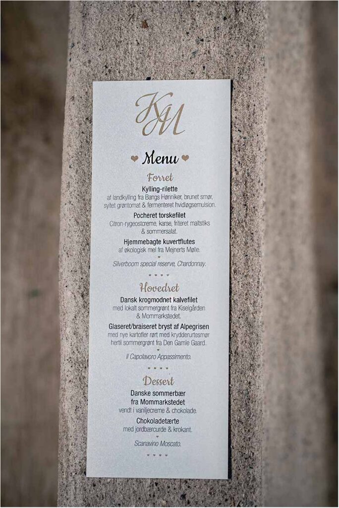 menu wedding